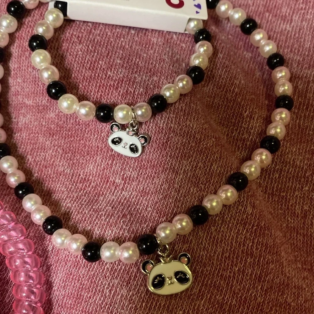 Girls Claire’s Bracelet & Choker Bundle NWT Panda Bunnies